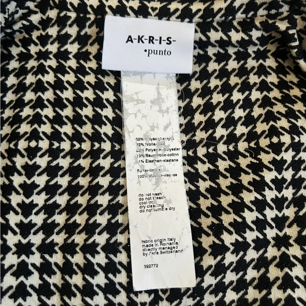 Akris Punto Belted Houndstooth Peplum Jacket Black White Zip-Up Luxury Size 10 - Picture 4 of 16